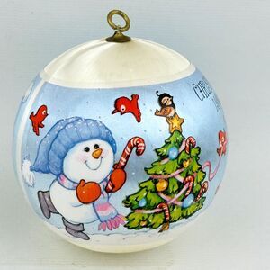Vintage 1980 Satin Ball Ornament Grandsons & Christmas Are Joys That Go Together